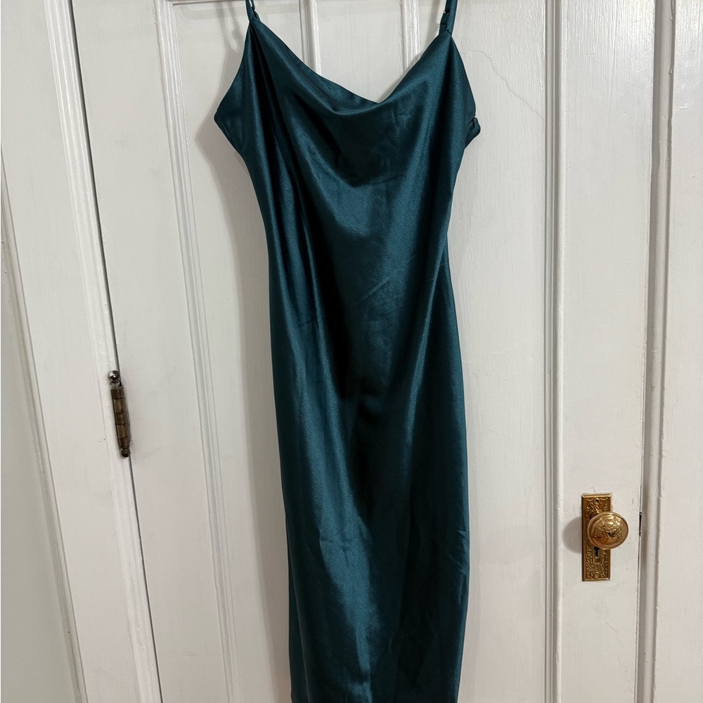 Deep Teal Satin Slip Dress